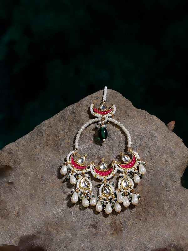 Rang-e-Shabnam Drop Earring Red Kundan Kanchain Drop Earrings