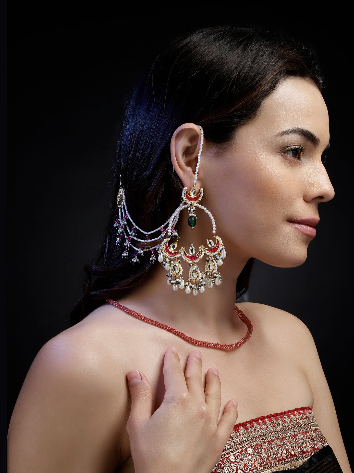 Kundan Earring with Kanchain