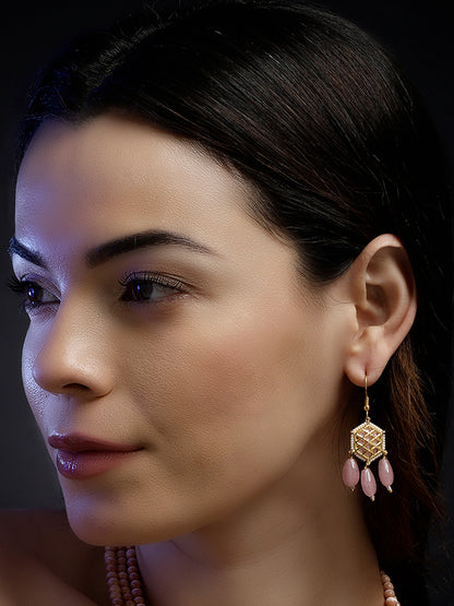 Kundan Earring with Pink Drops