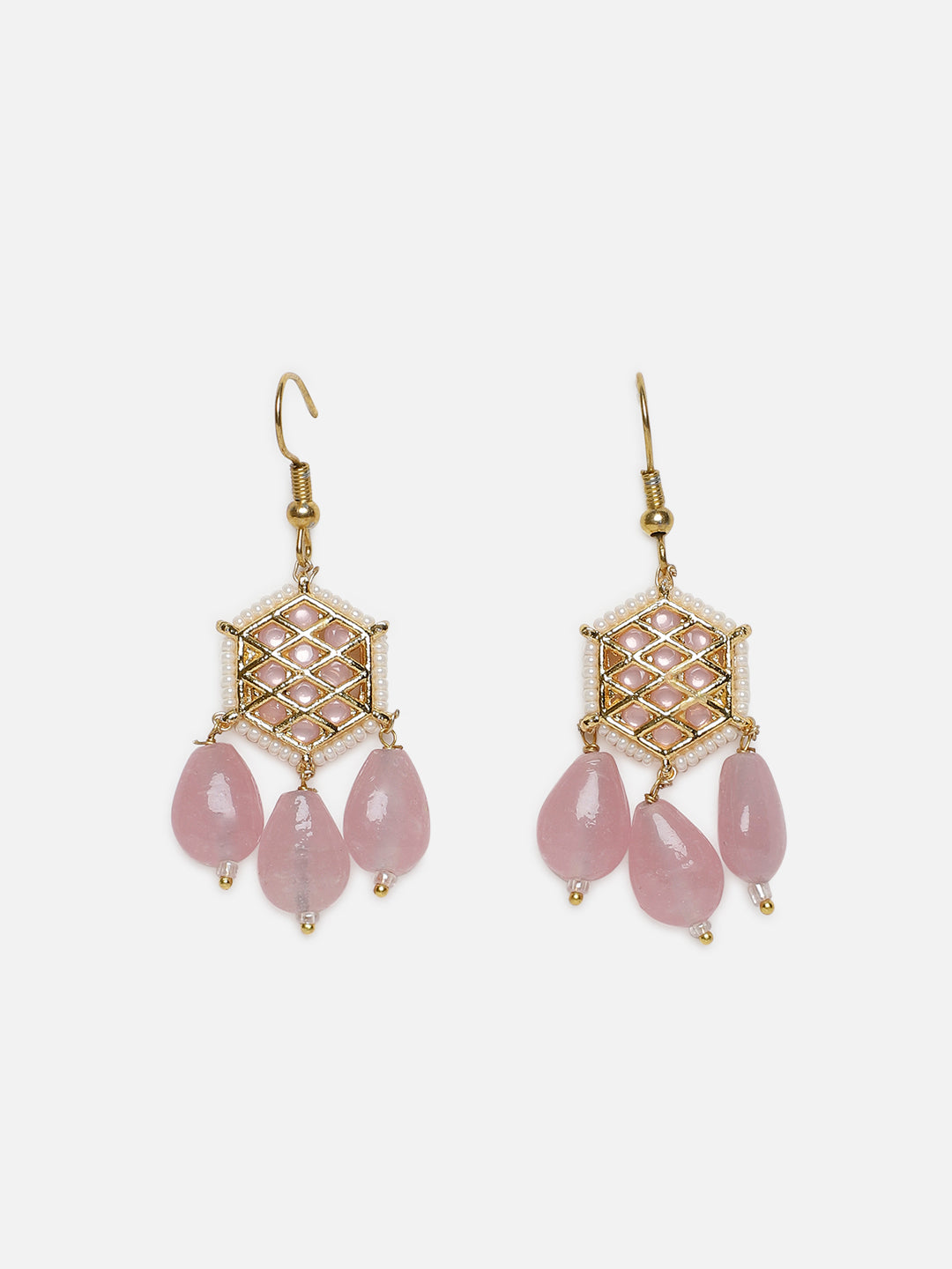 Kundan Earring with Pink Drops