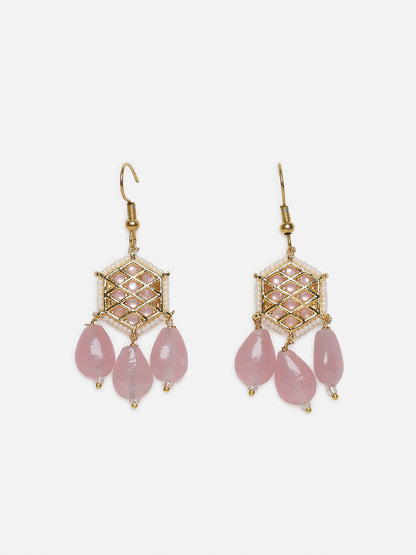 Kundan Earring with Pink Drops