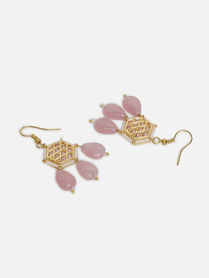 Kundan Earring with Pink Drops