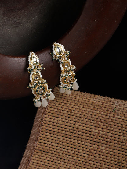 Kundan Earring with White Drops