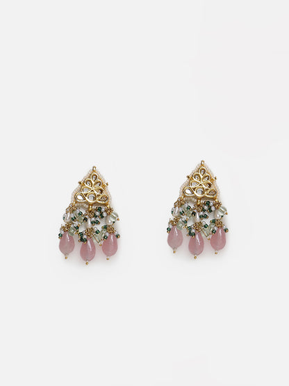 Kundan Earring with Pink Drops
