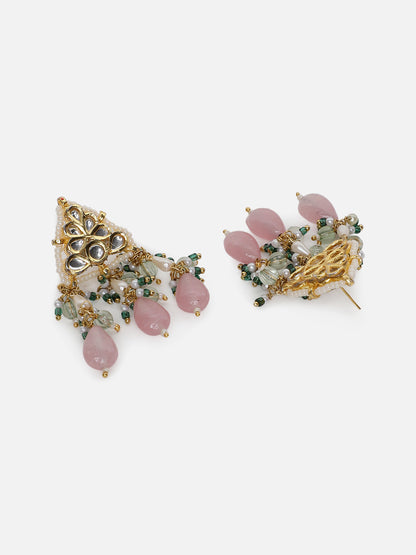 Kundan Earring with Pink Drops