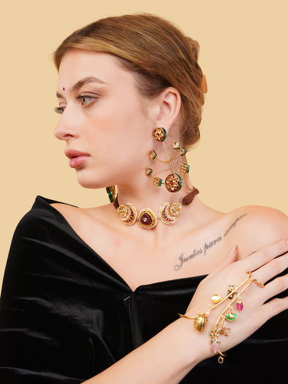 Red and Gold Kundan Earring with adjustable design options from Dugristyle Ruhaniyat By Dugran