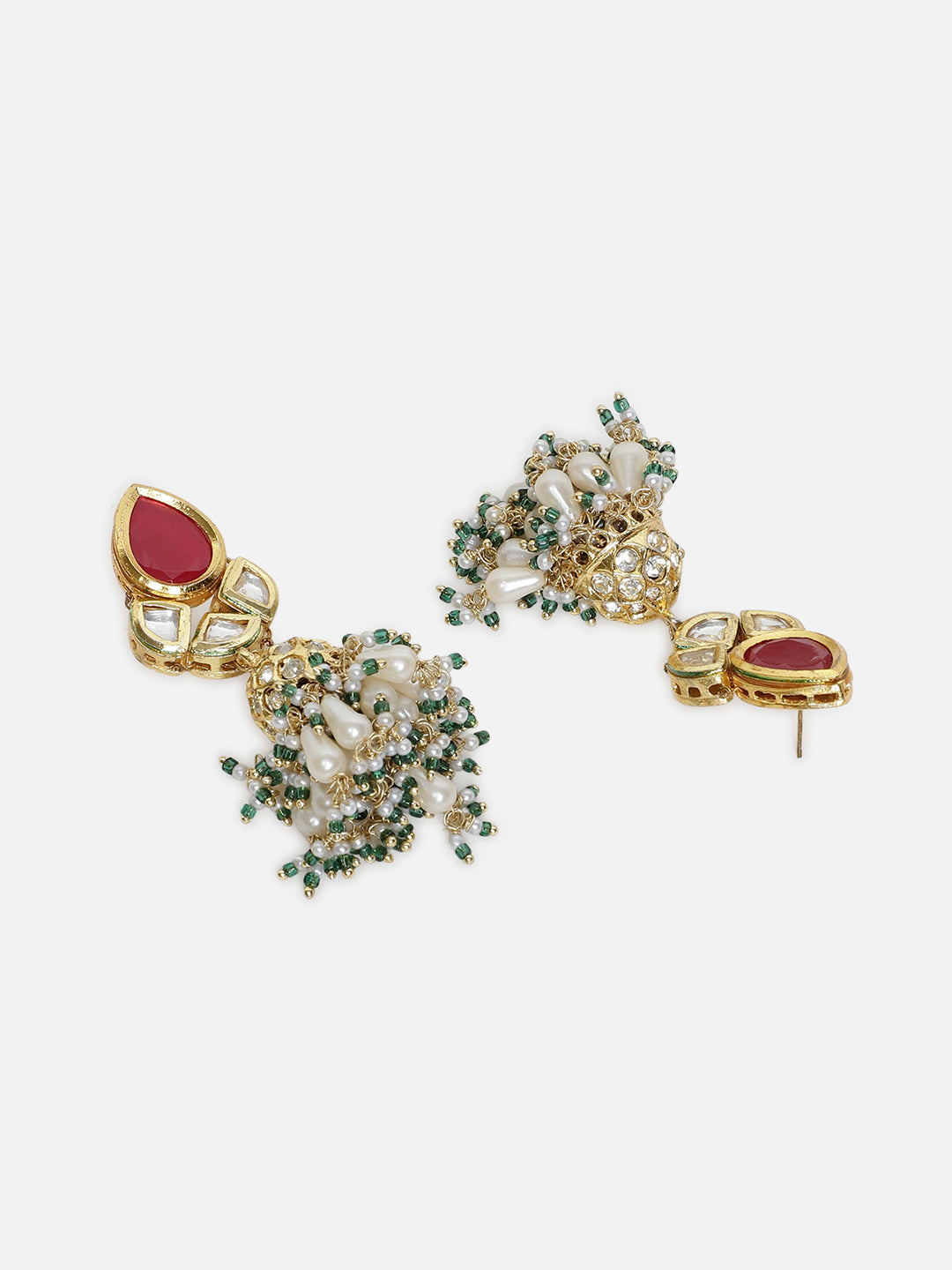 Red and Green AD and Kundan Earring from Dugristyle Ruhaniyat By Dugran