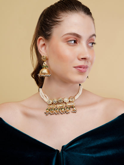 Kundan tikra with brass designer jhumki