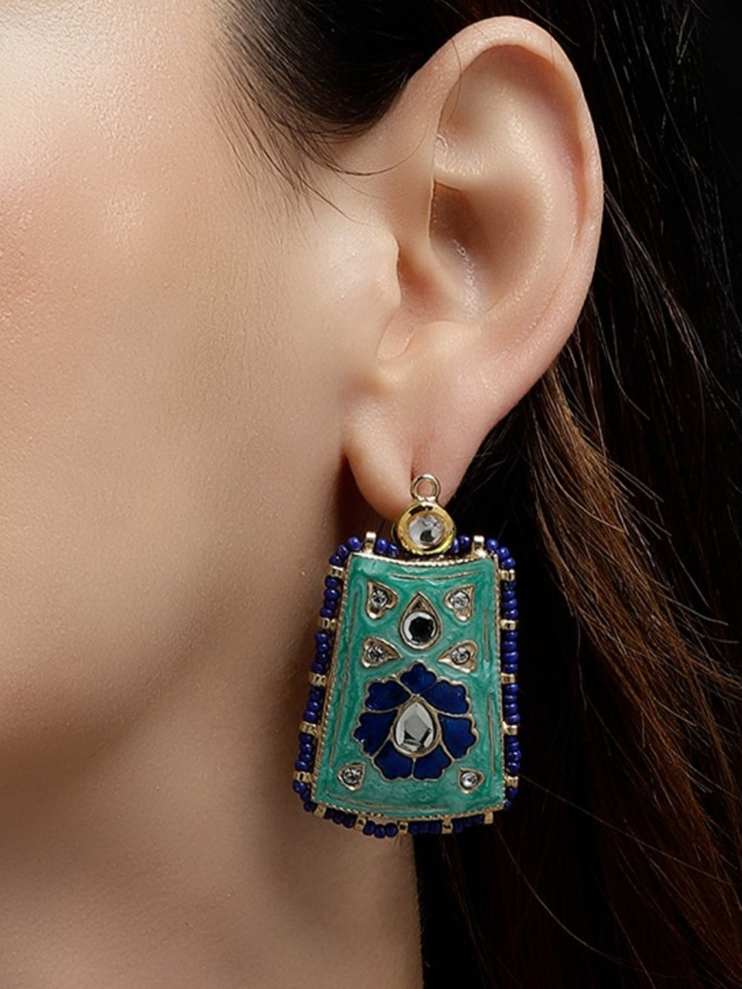 Meenakari earring with Kundan Work