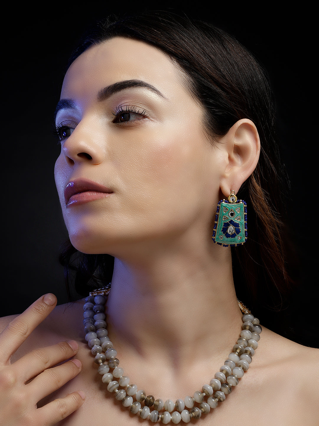 Meenakari earring with Kundan Work