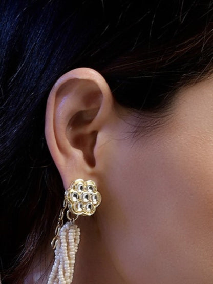 Gold and White Kundan Stud from Dugristyle Ruhaniyat By Dugran