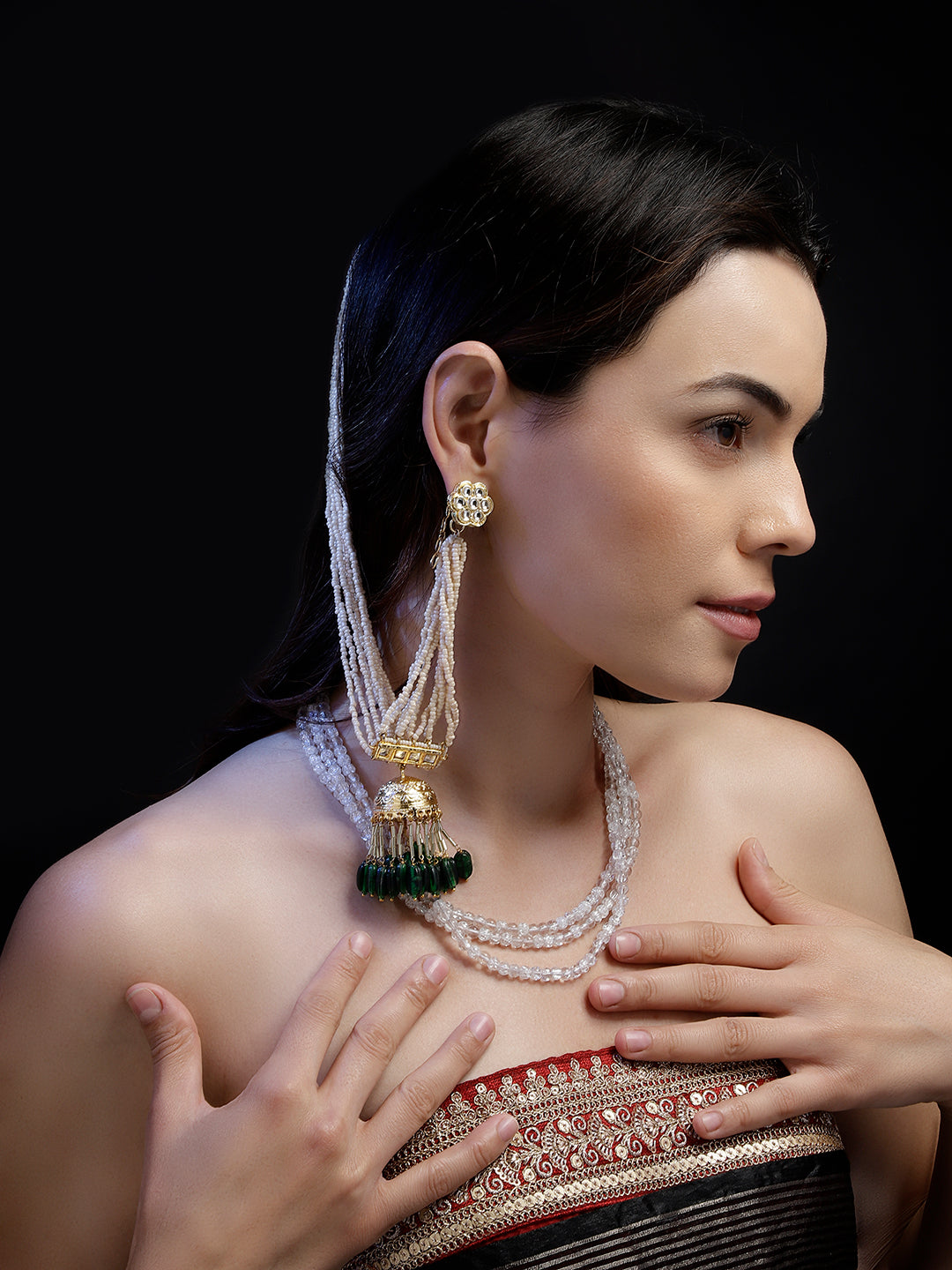 Gold and White Kundan Stud from Dugristyle Ruhaniyat By Dugran