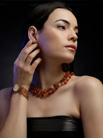 Brown and Gold Kundan Bracelets with Brown Drop from Dugristyle Ruhaniyat By Dugran