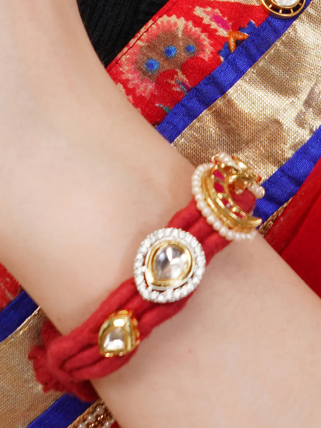 Handmade Thread Bracelet with Multi Color Kundan work
