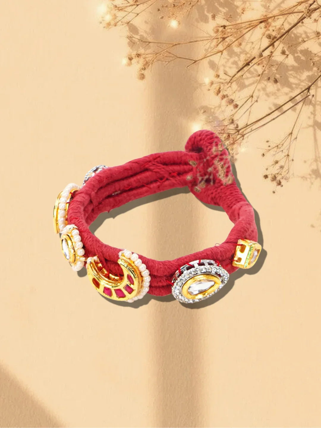 Handmade Thread Bracelet with Multi Color Kundan work
