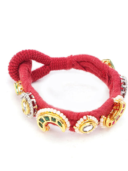 Handmade Thread Bracelet with Multi Color Kundan work