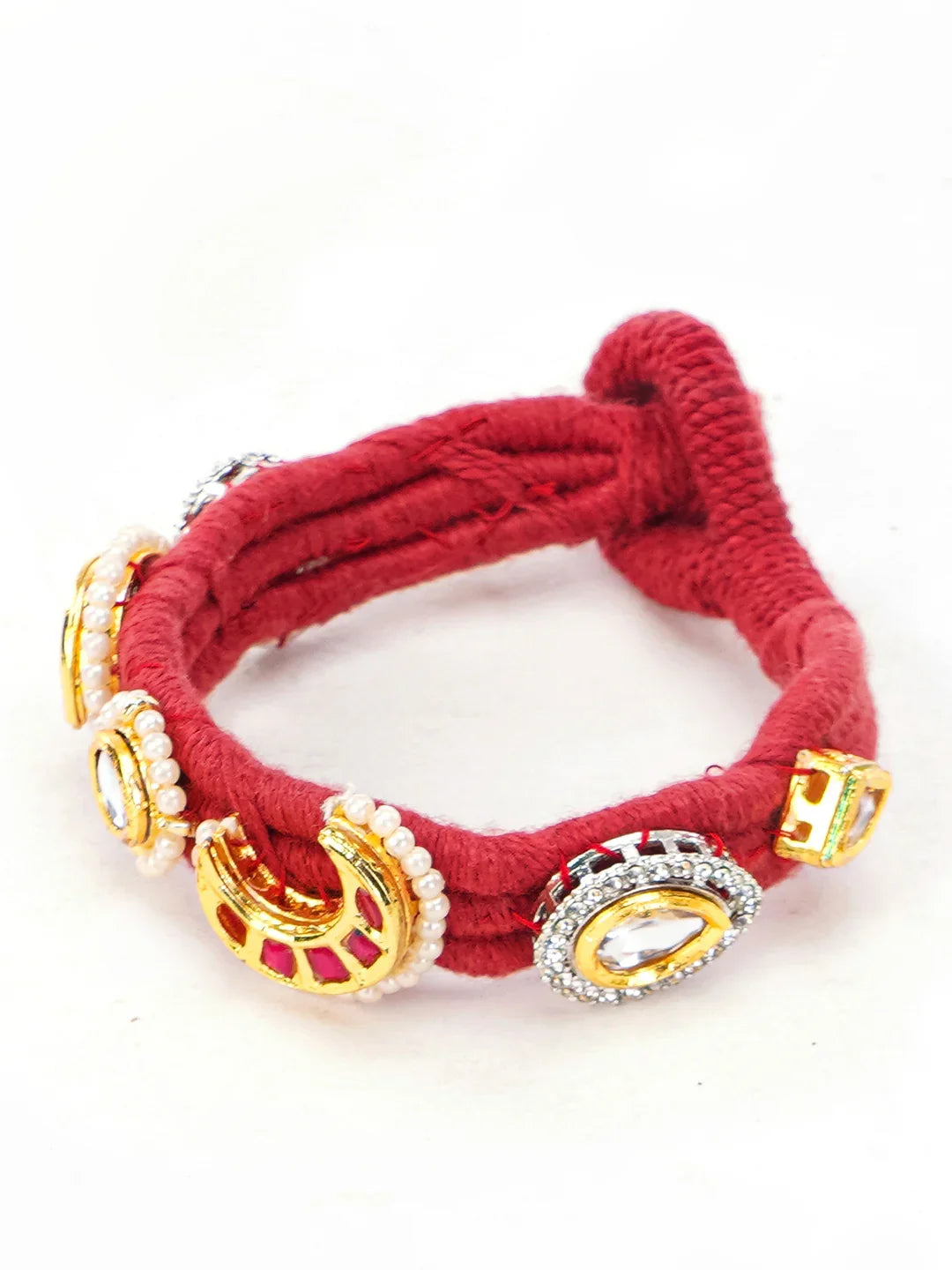 Handmade Thread Bracelet with Multi Color Kundan work