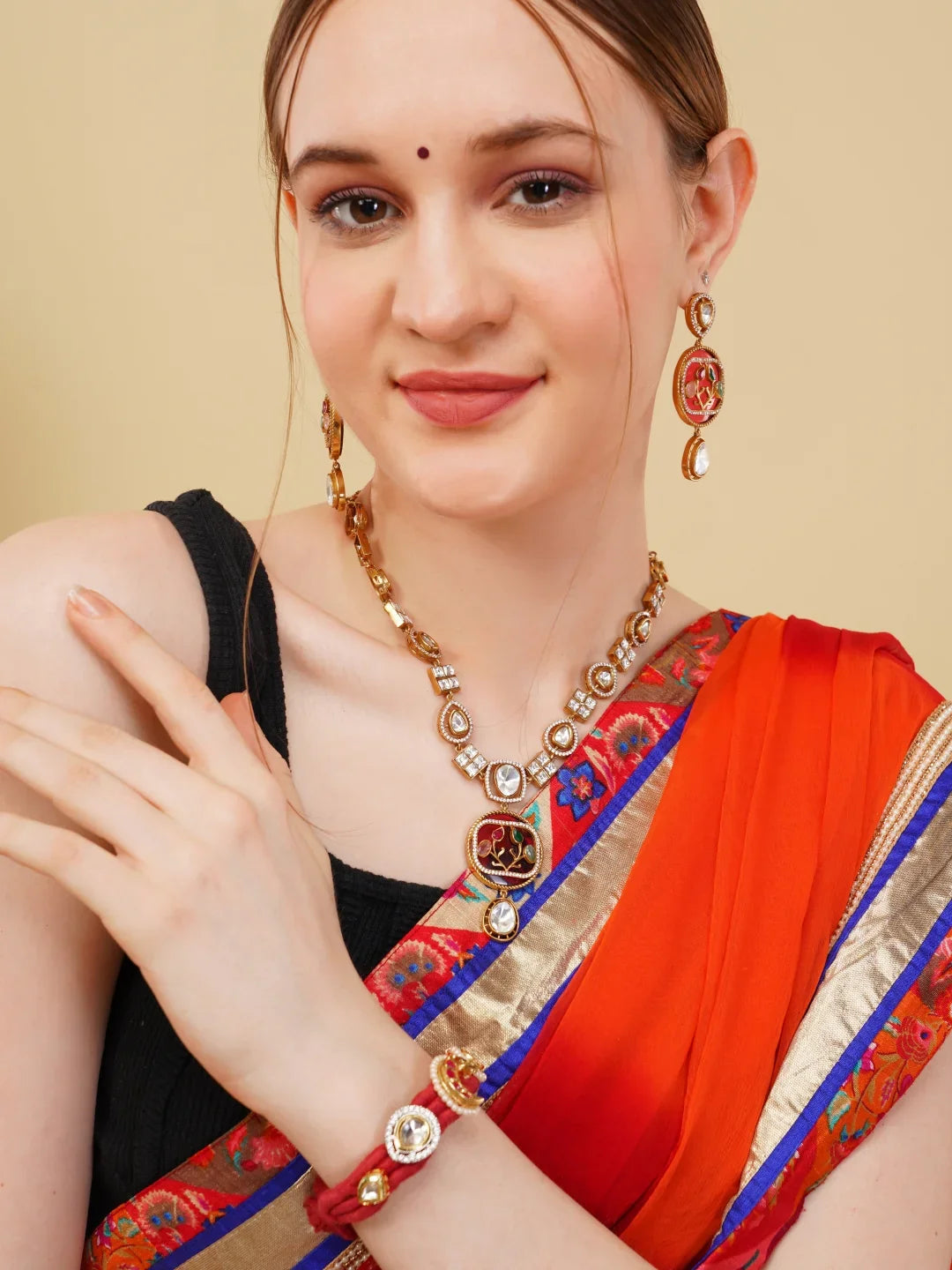 Handmade Thread Bracelet with Multi Color Kundan work