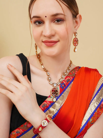 Handmade Thread Bracelet with Multi Color Kundan work
