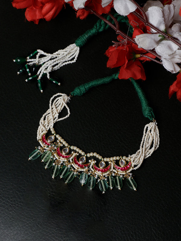 Zamurd Ki Lakir Bajuband Green Kundan Designer Bajuband
