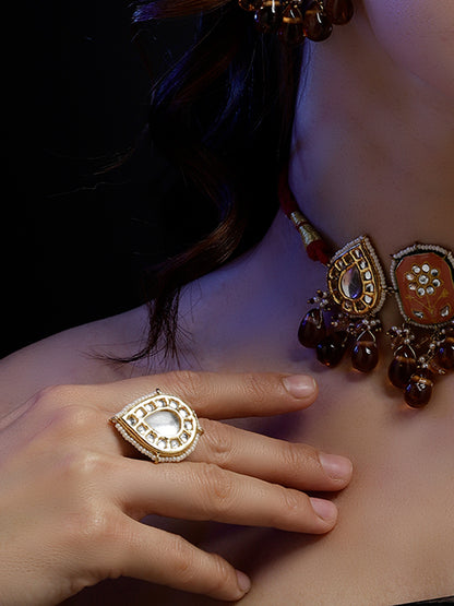 Drop Shaped Kundan Rings