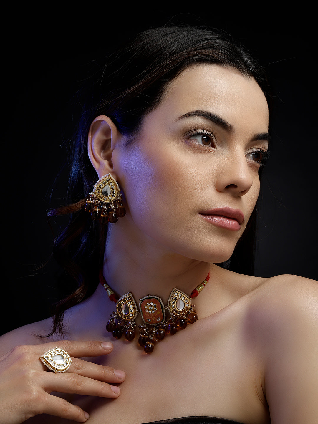 Drop Shaped Kundan Rings