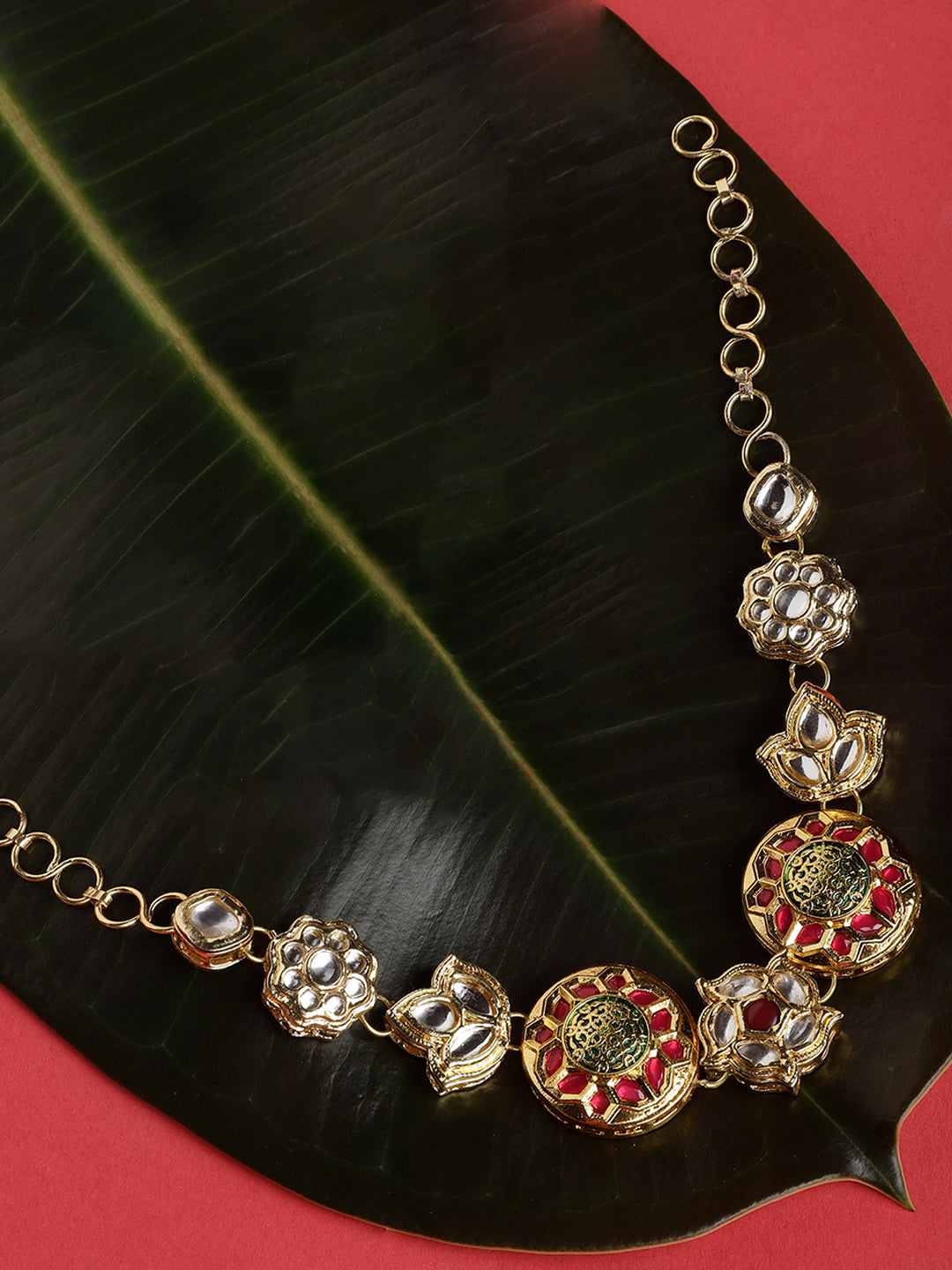 Red and Gold Kundan Mathapatti with Meenakari touch from Dugristyle Ruhaniyat By Dugran