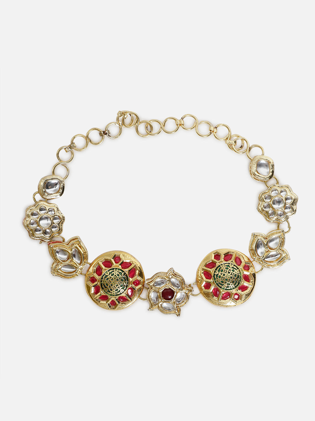 Red and Gold Kundan Mathapatti with Meenakari touch from Dugristyle Ruhaniyat By Dugran