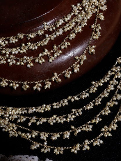 Kundan  Kanchain with Multilayer Pearl Strings