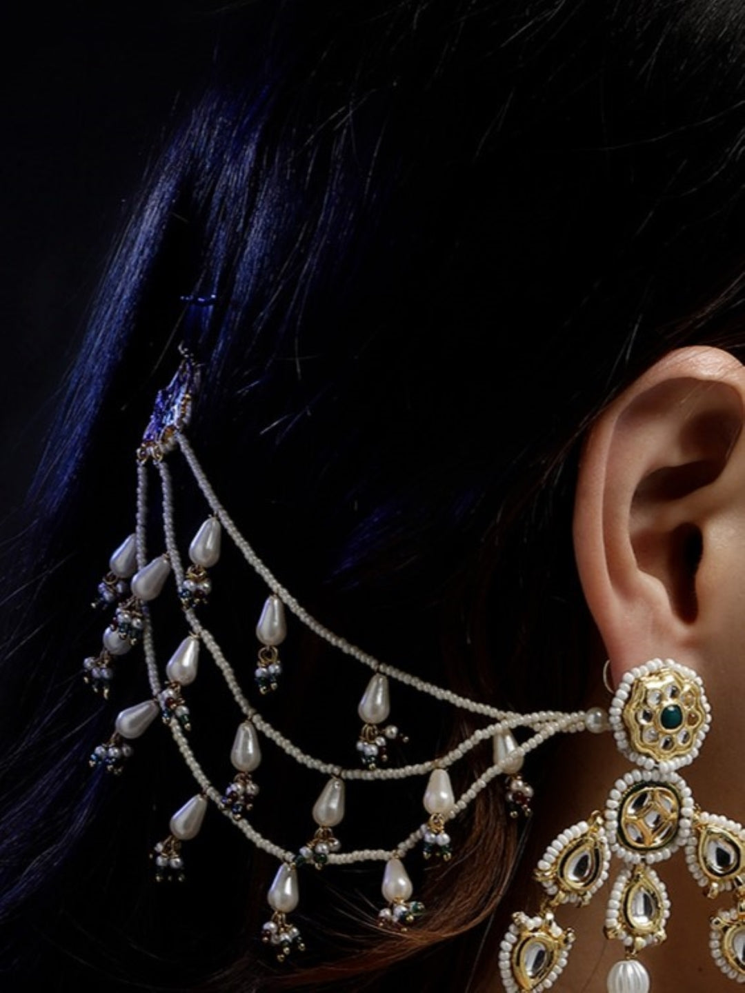 Kundan  Kanchain with Multilayer Pearl Strings