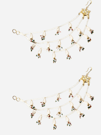 Kundan  Kanchain with Multilayer Pearl Strings