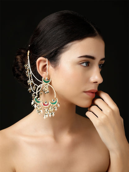 Kundan  Kanchain with Multilayer Pearl Strings