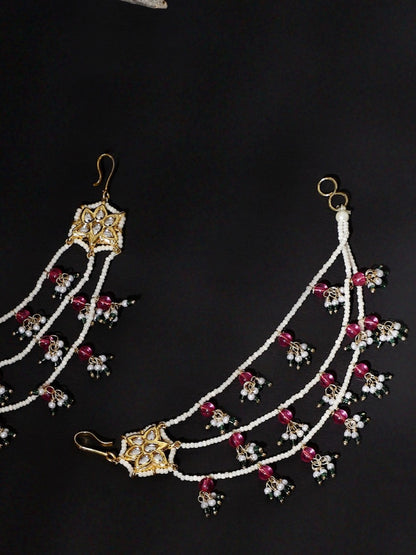 Kundan  Kanchain with Multilayer Pearl Strings