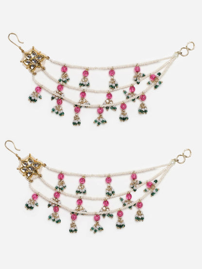 Kundan  Kanchain with Multilayer Pearl Strings