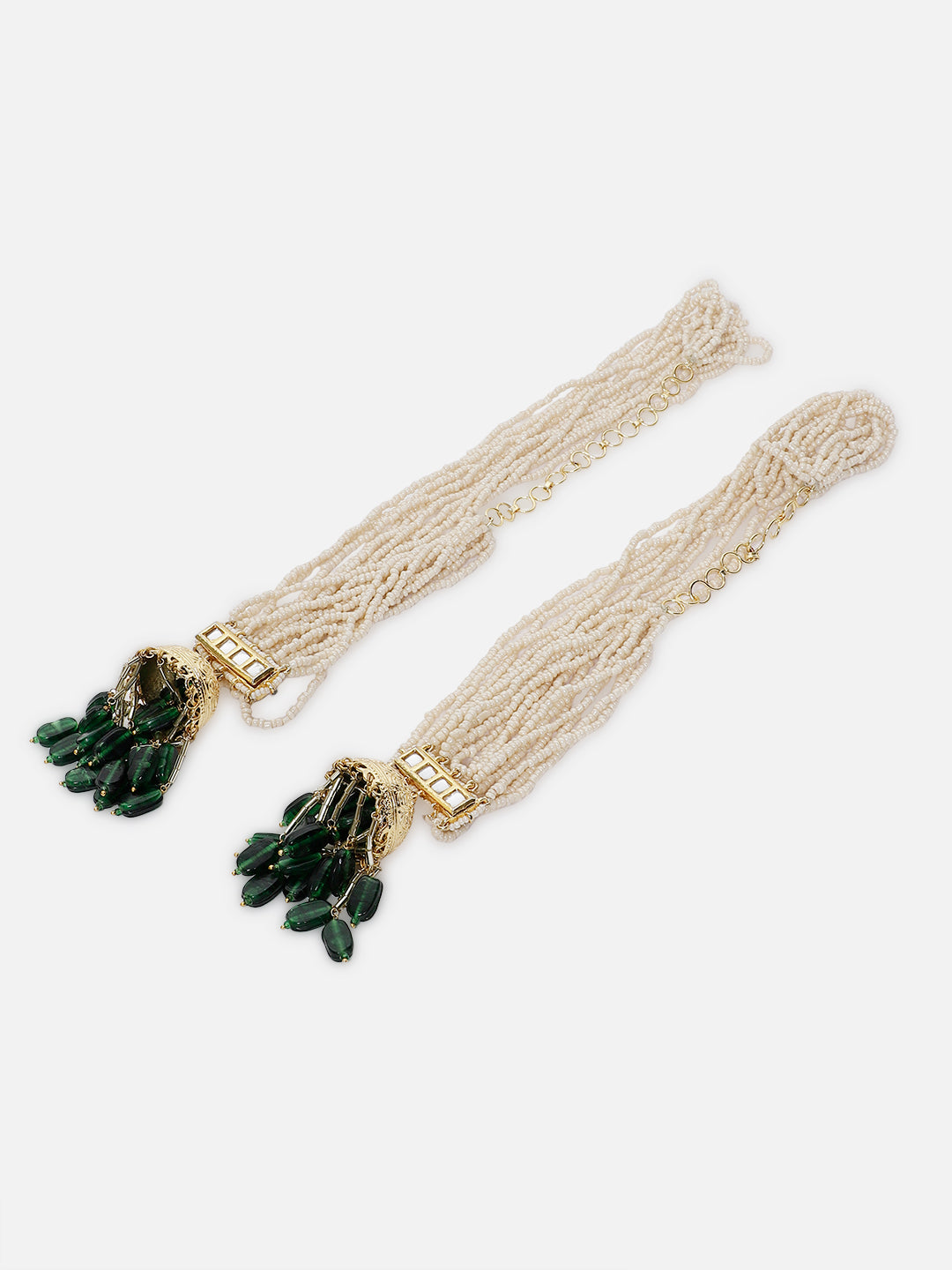 Kundan  Kanchain with Multilayer Pearl Strings and Brass Jhumki