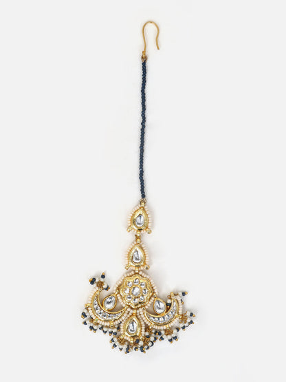 Blue and Cream Kundan Maang Tikka from Dugristyle Ruhaniyat By Dugran
