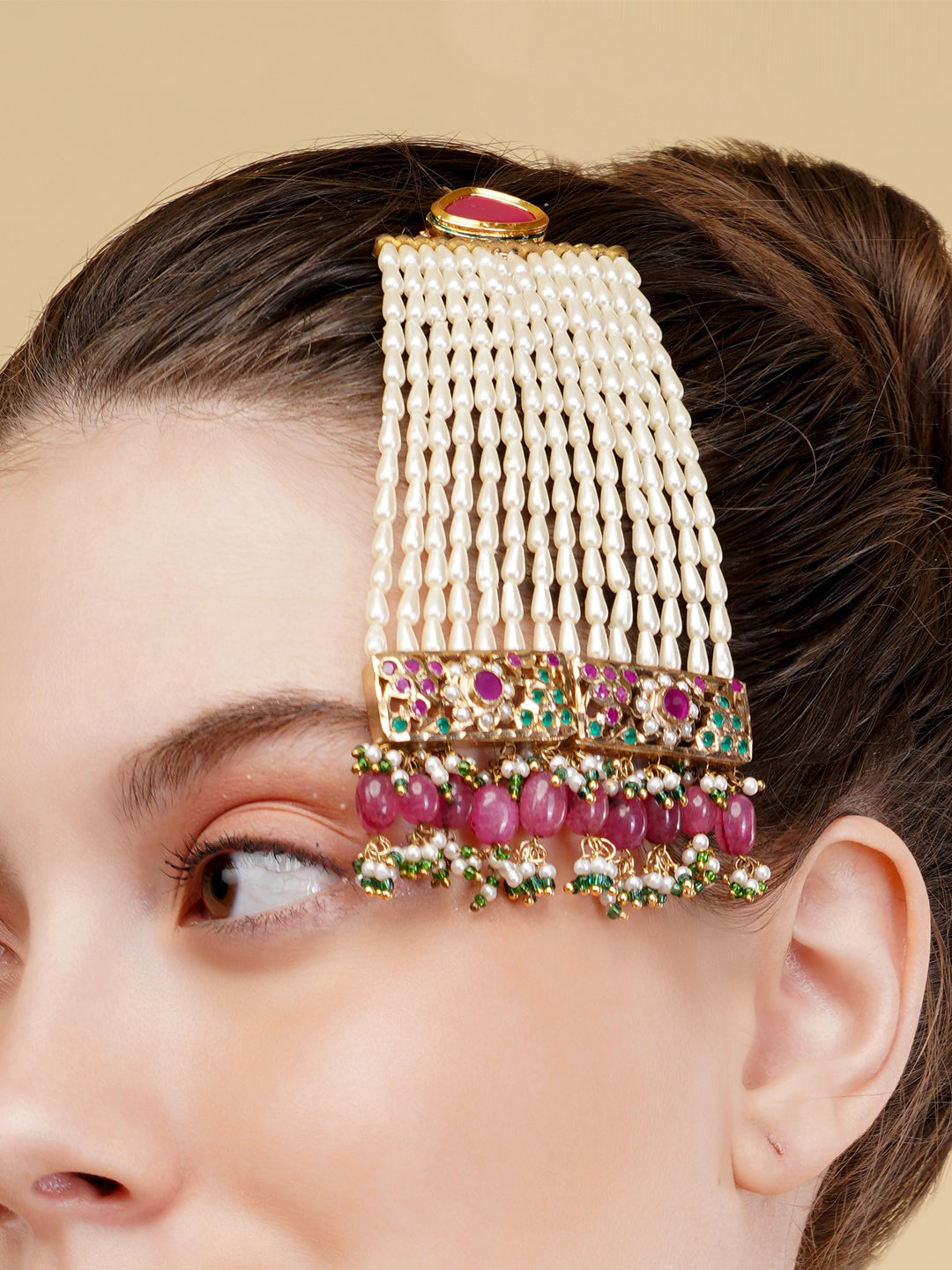 Kundan Passa with pearl work and Jadau tikras