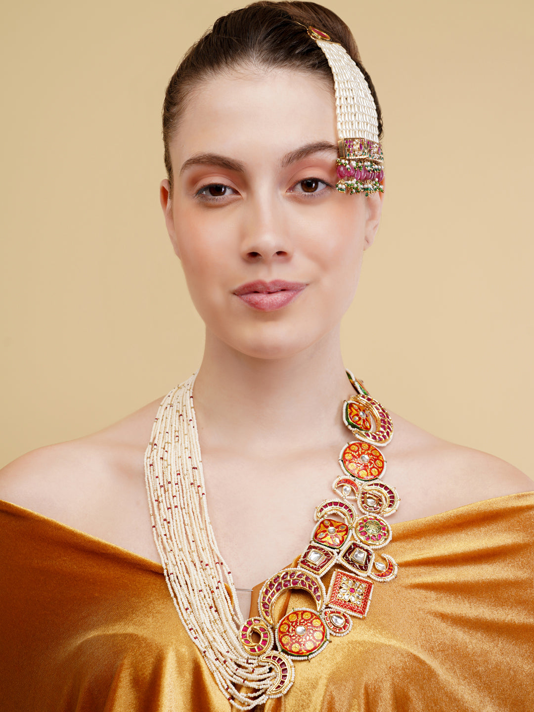 Kundan Passa with pearl work and Jadau tikras