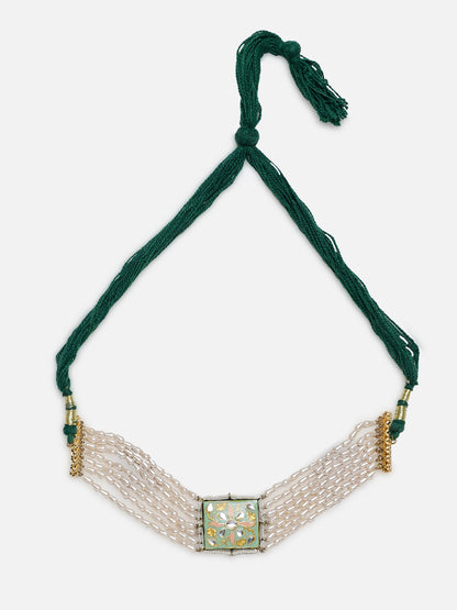 Meenakari Necklace with Pearls String and Adjustable Dori