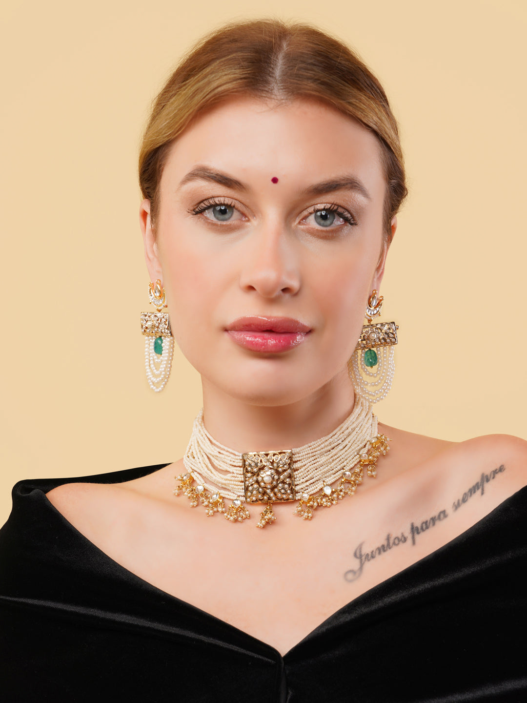 Jadau Setting Chokar, with Pachi Kundan Hangings