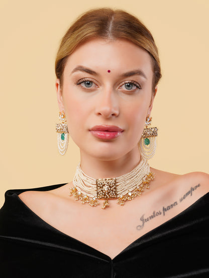 Jadau Setting Chokar, with Pachi Kundan Hangings