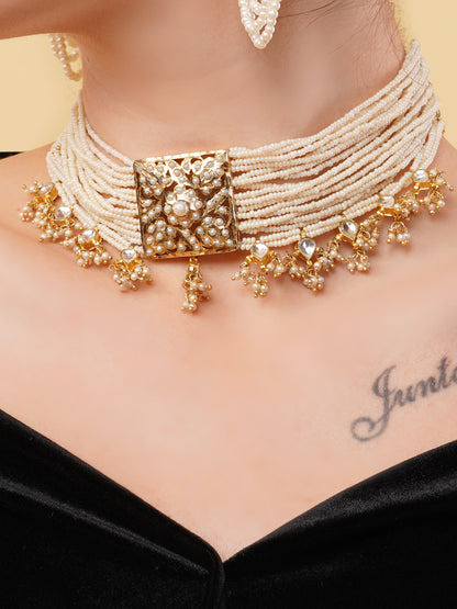 Jadau Setting Chokar, with Pachi Kundan Hangings