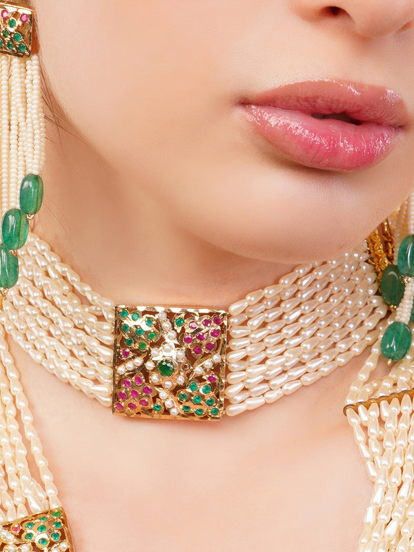 Sang-e-Laal Chokar Jadau Kundan Pearl Choker