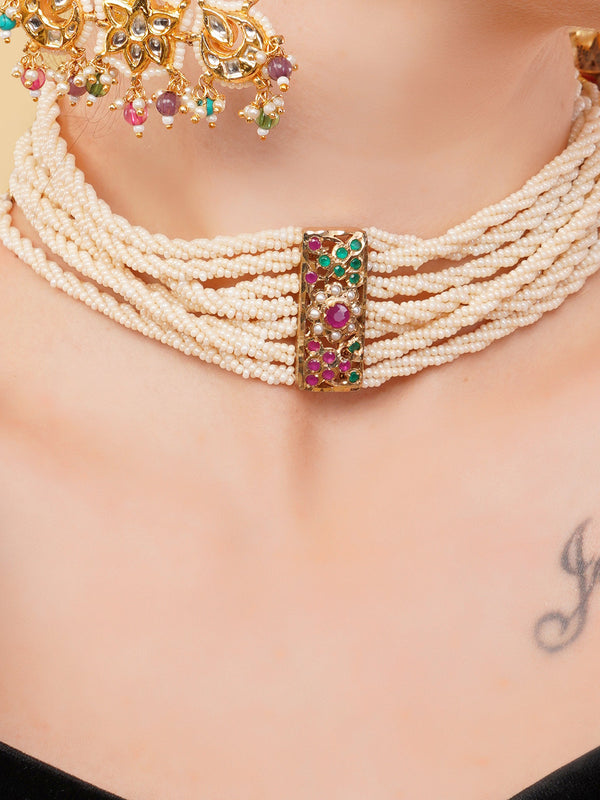 Gul-e-Laal Chokar Jadau Twisted Pearl Choker