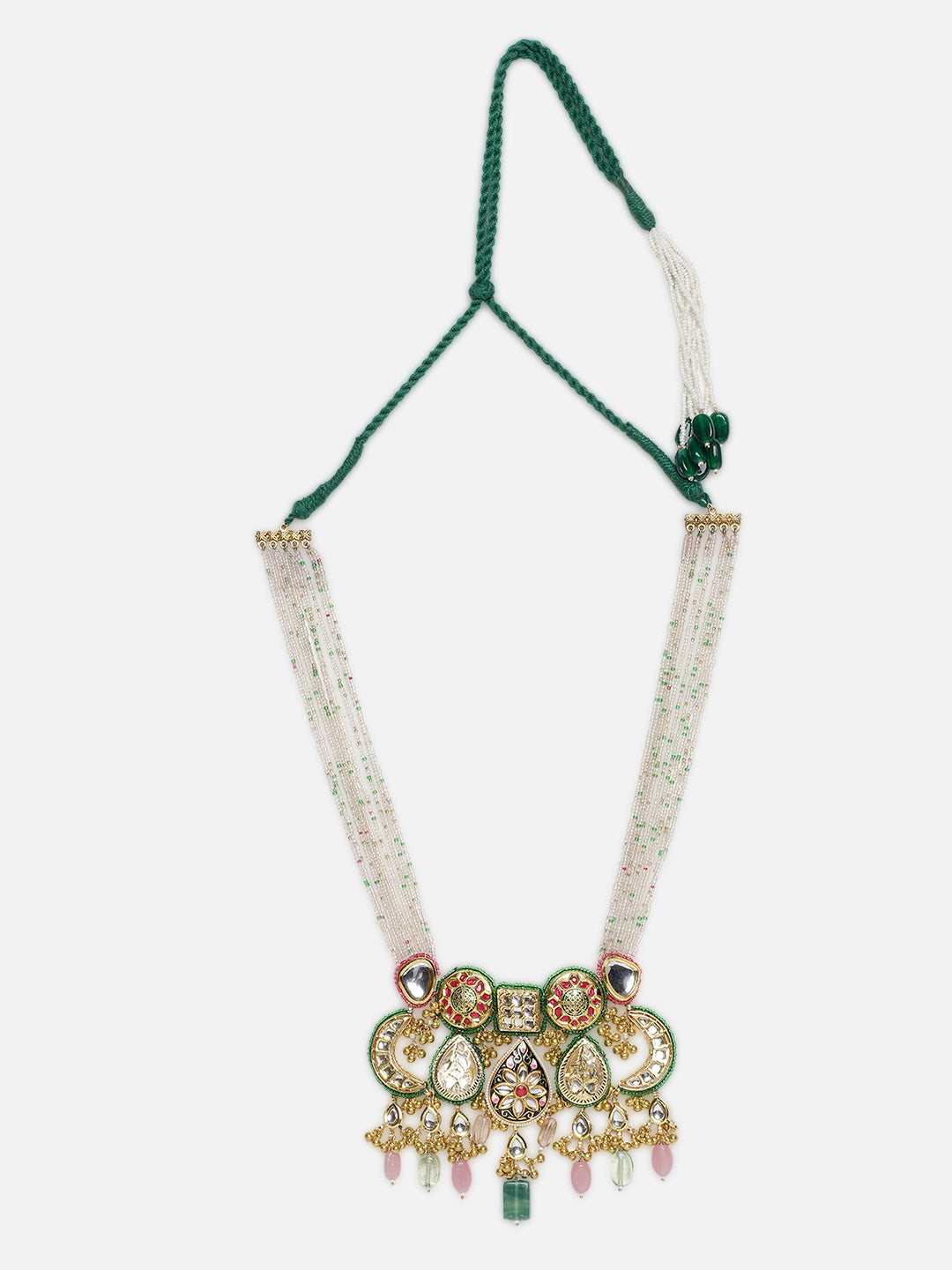 Multi shaped Kundan Necklace with meenakari touch and colorful hangings