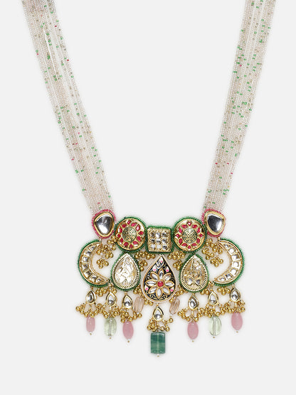 Multi shaped Kundan Necklace with meenakari touch and colorful hangings