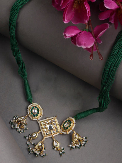 Multi Colored Kundan Necklace with Multi shaped hangings