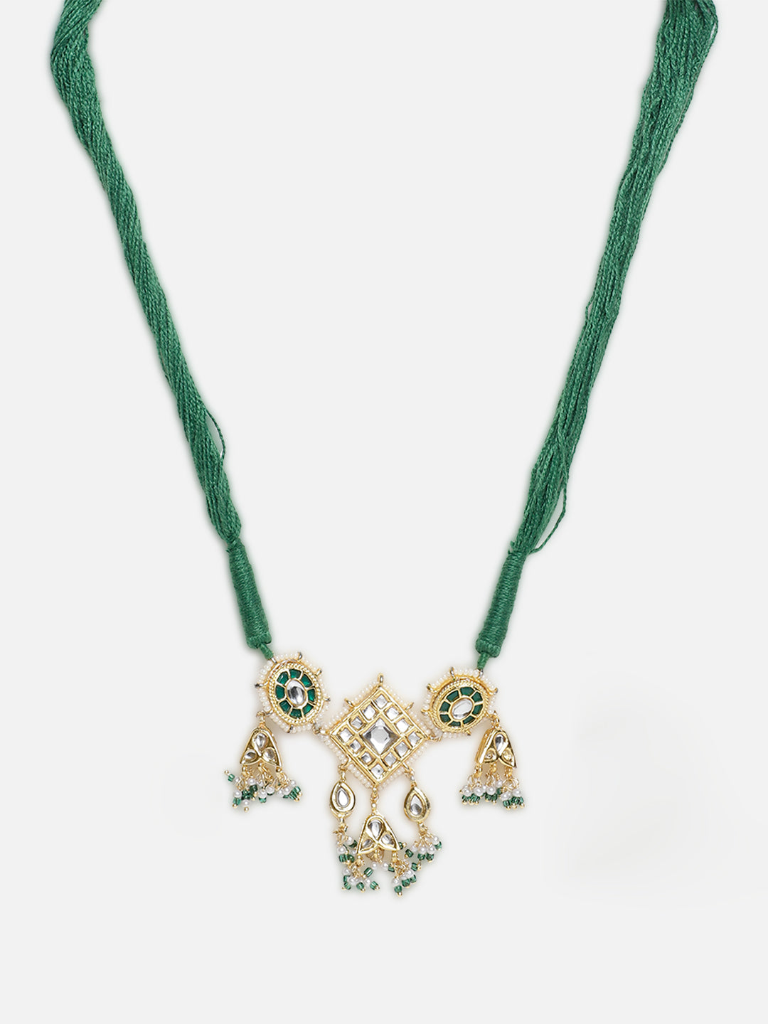 Multi Colored Kundan Necklace with Multi shaped hangings