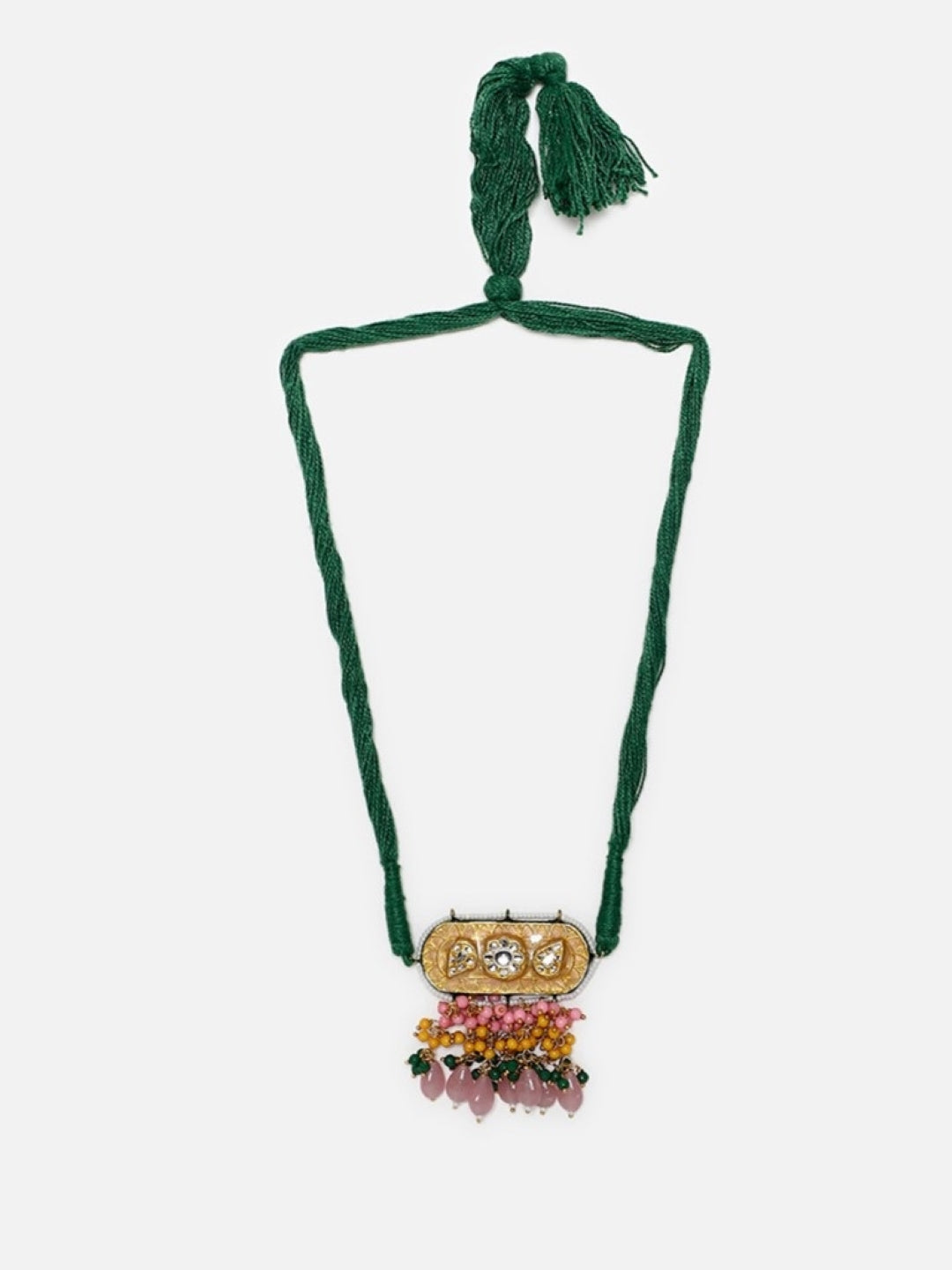 Green and Peach Meenakari Necklace with adjustable Dori from Dugristyle Ruhaniyat By Dugran