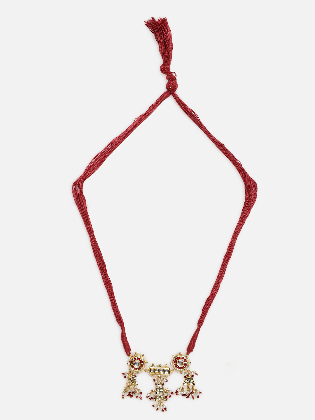 Multi Shaped and Red Colored Kundan Necklace